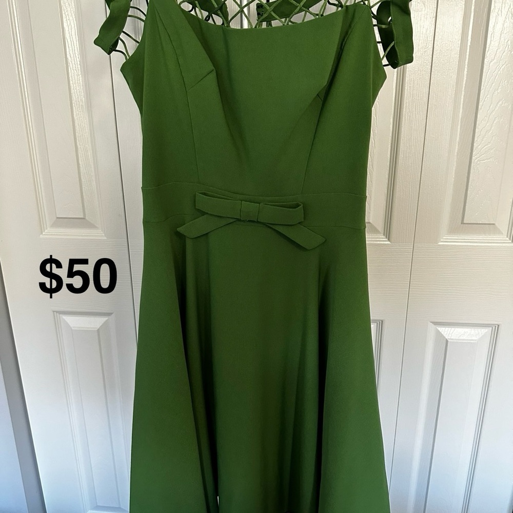 Tatyana Alika Green Dress with Bow Detail